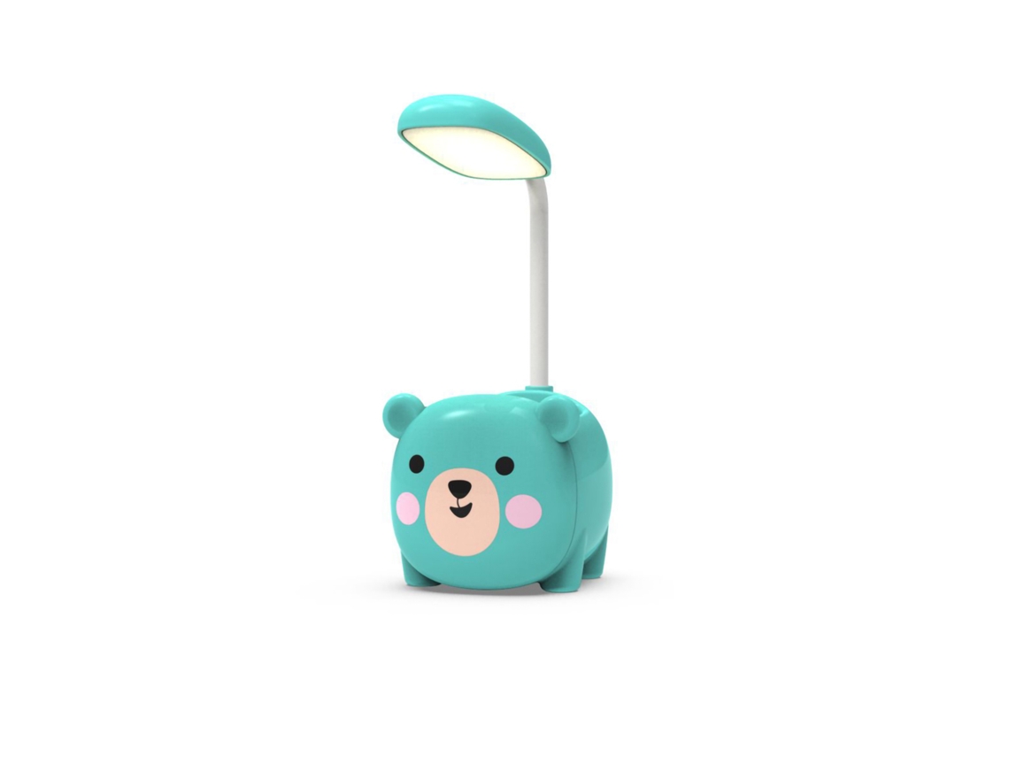 Lámpara De Escritorio Led Plegable Con Diseño Oso Azul, Protección Ocular, Recargable, Portalápices