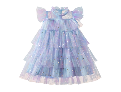 Vestido de Aniversário de Niños ZMDECQNA Princesa Pequeños Estrella Gradas Tul Multicolor (140 cm)