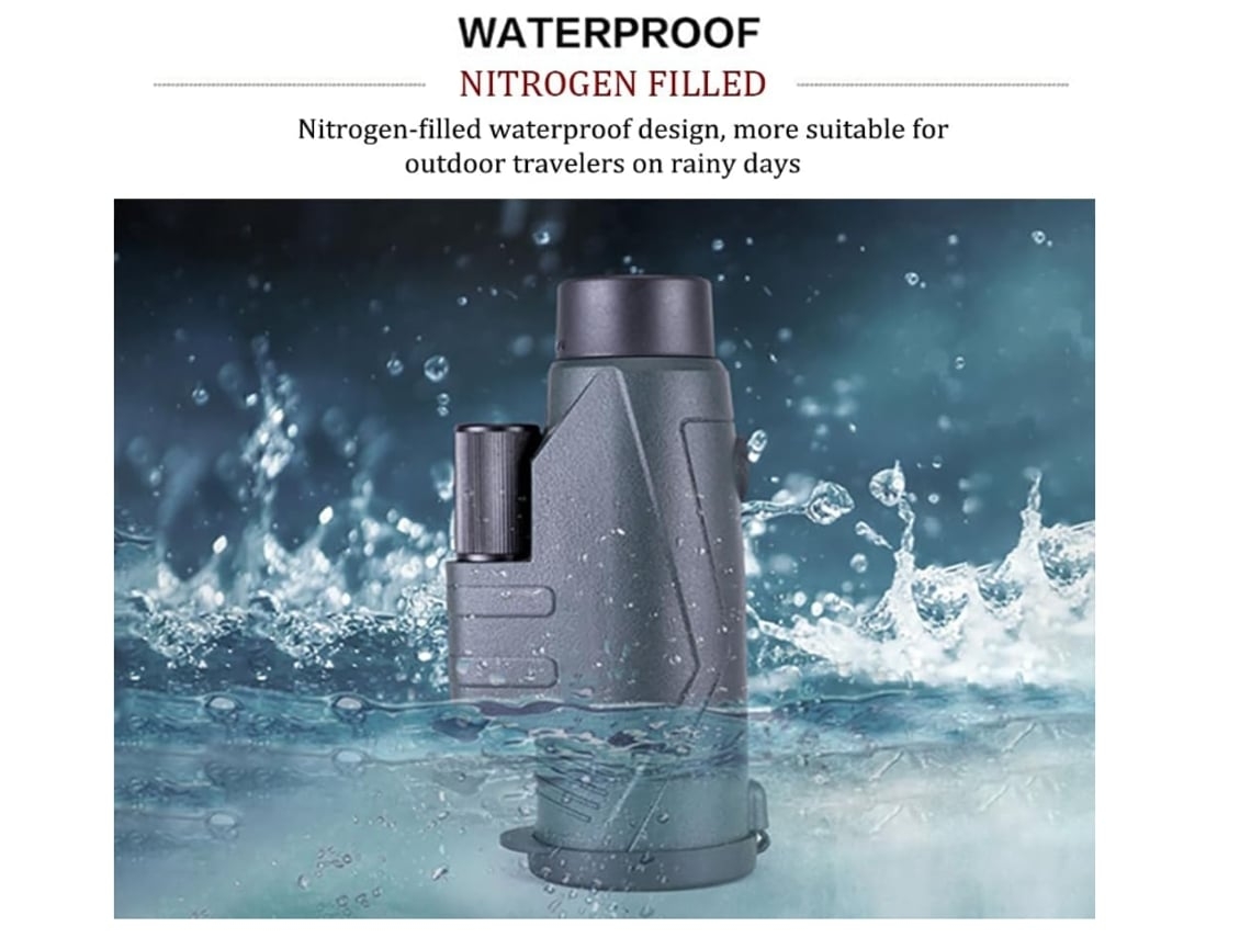 Telescopio monocular 10x42 para adultos, alta potencia, IPX7, impermeable, adaptador y trípode resistente, telescopio Ushion