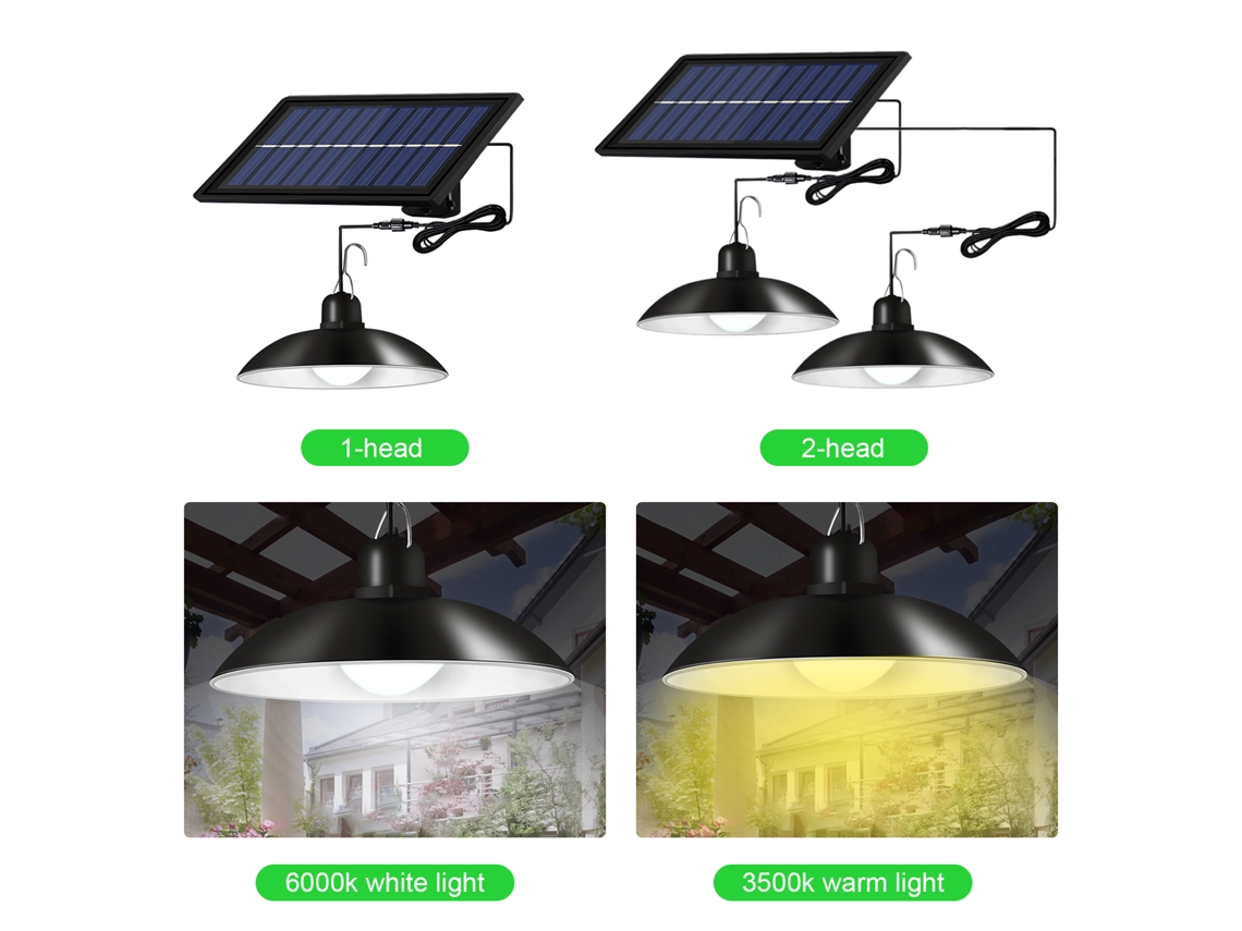 2026-luz De Techo Led Solar Ajustable Con 2 Cabezas, Lámpara Colgante Para Patios, Ip65, Control Remoto Y Temporizador