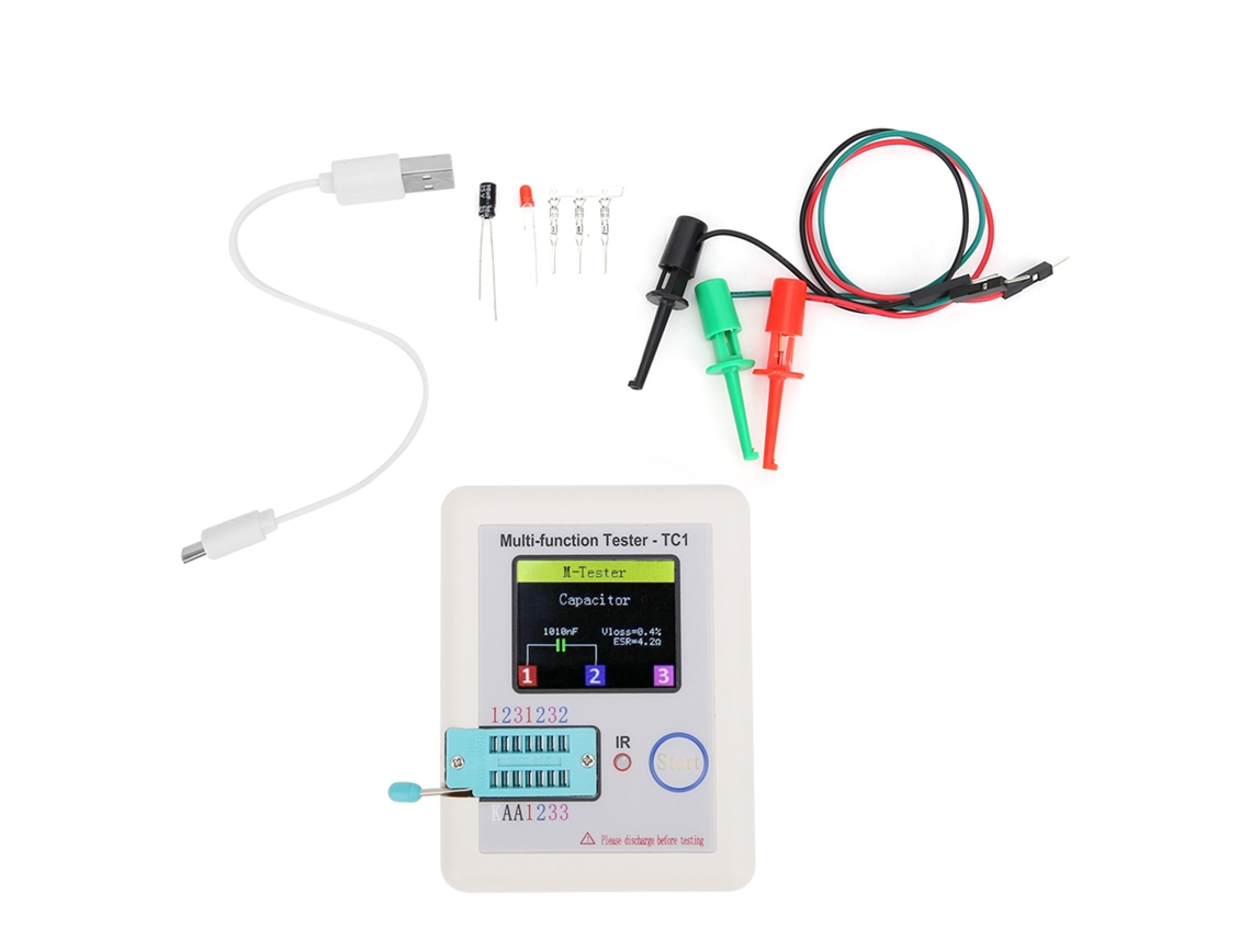Probador De Transistores Multifuncional Lcr-tc1 Con Pantalla Tft De 1,8 Pulgadas Para Condensadores Y Diodos.