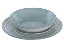 Set 18 Vajilla Porcelana Turquesa 27x27x2,5cm