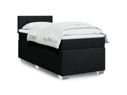 Cama Box Spring Con Colchón Tela Negro 90x200 Cm