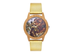 Reloj De Pulsera Analógico De Cuarzo Unisex Con Correa De Malla Dorada Moderna.