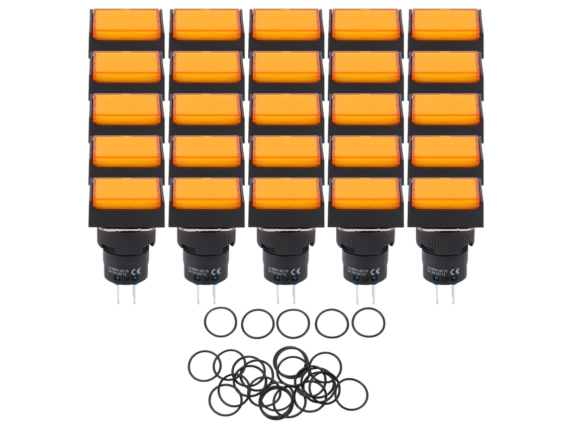 25 Interruptores Pulsadores De Abs Con Arandela Para Equipos Industriales Ac0~240v