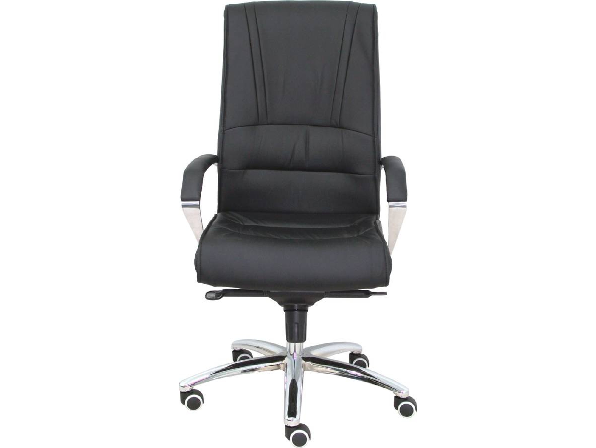 Silla de Escritorio Ejecutiva PYC Gineta Negro con ruedas antiarañazos (Brazos Fijos - Piel sintética)