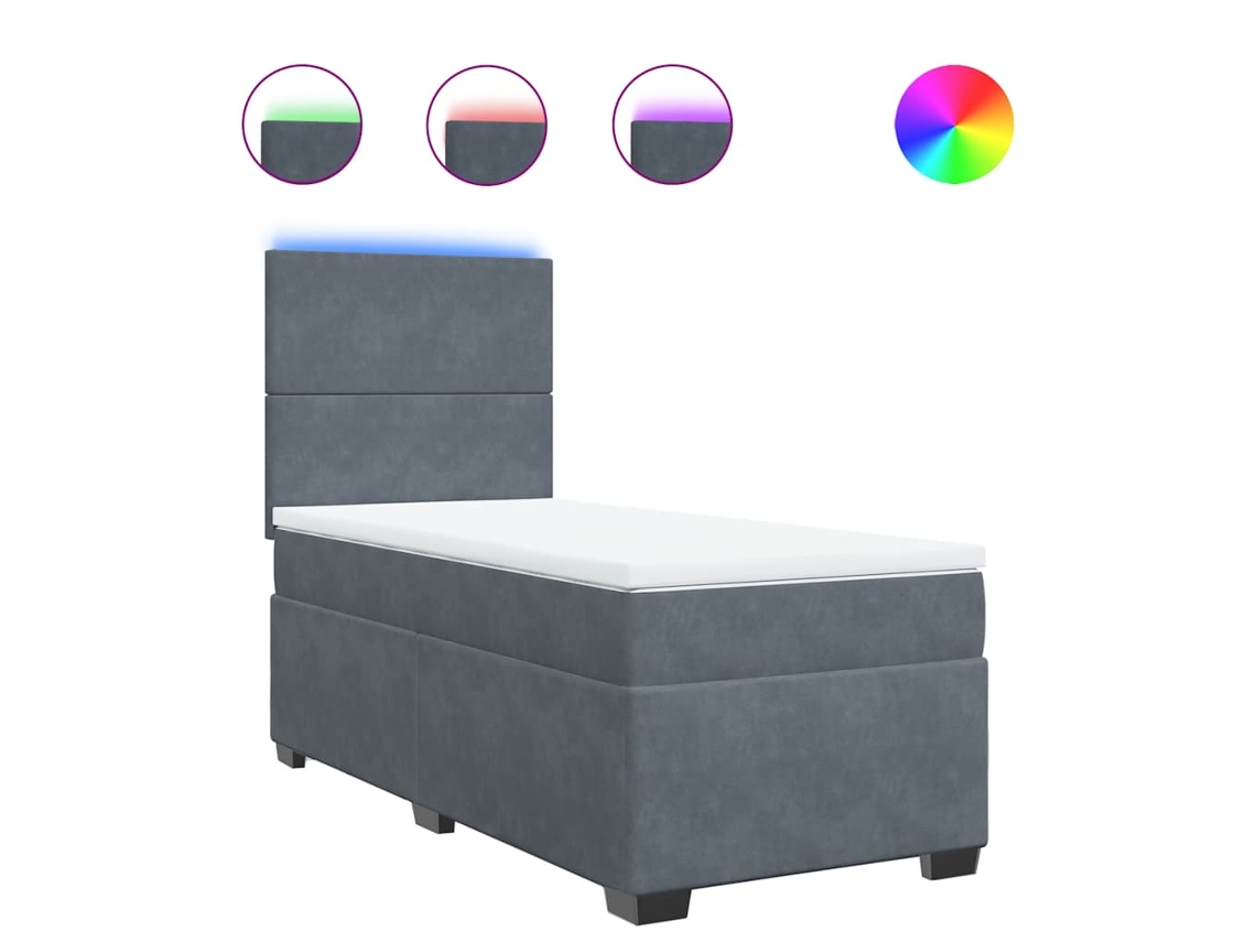 Maison Exclusive - Cama Box Spring Con Colchón Terciopelo Gris Oscuro 90x190 Cm