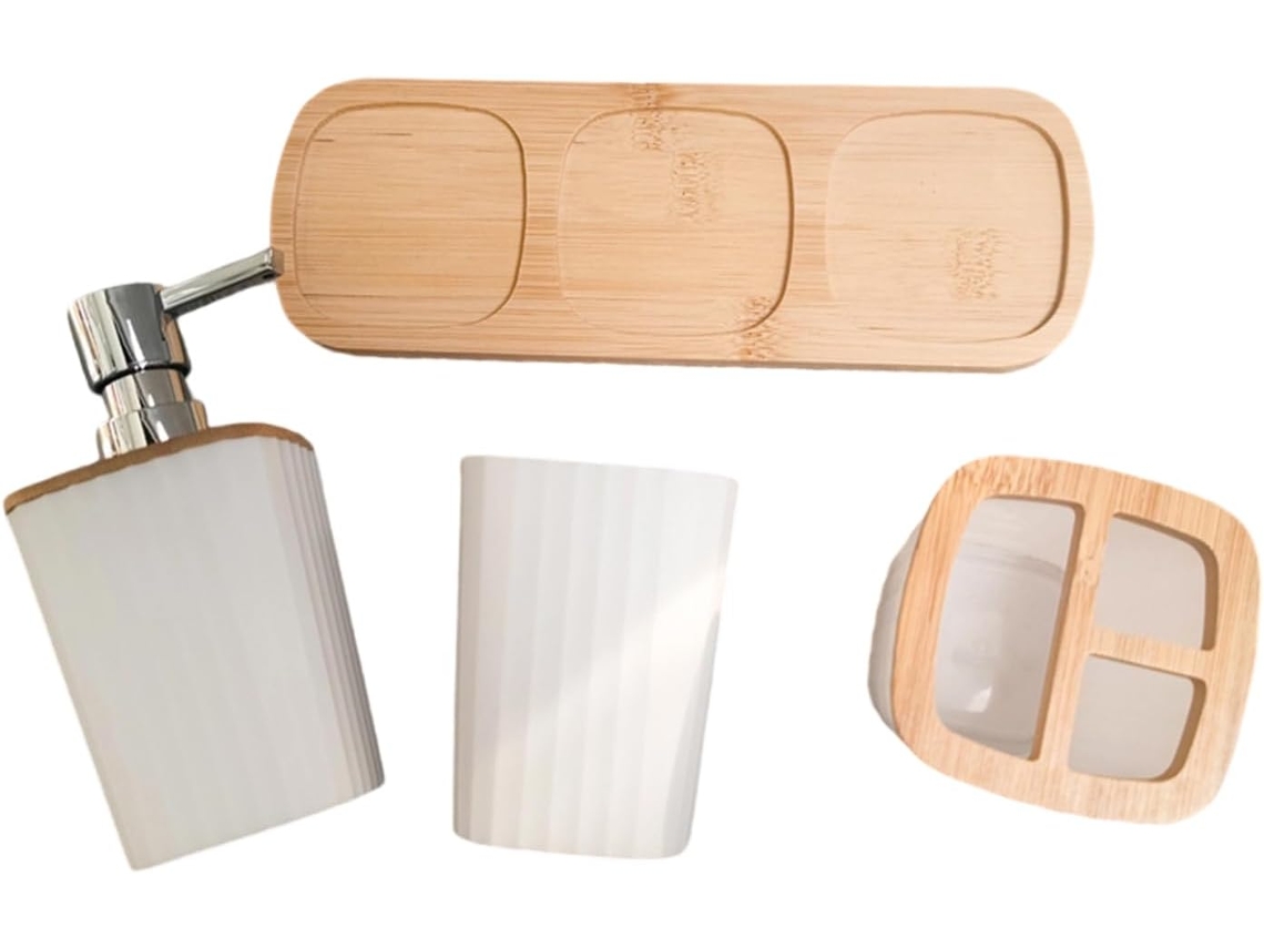 Elegante Juego De Accesorios De Baño De 4 Piezas Con Dispensador Hidráulico De Champú.
