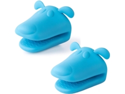 Mini guantes de silicona para horno, sin BPA, pinzas de cocina (2 unidades, azul)