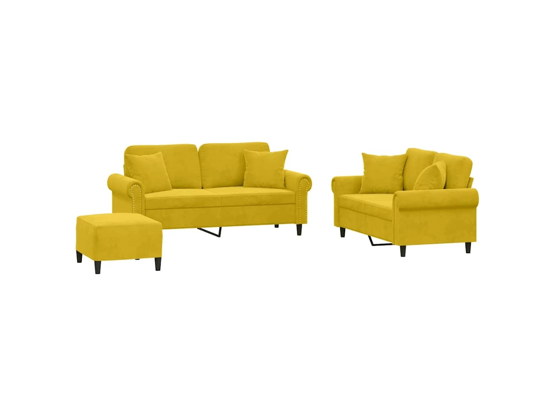 Maison Exclusive - Juego De Sofás Con Cojines 3 Piezas Terciopelo Amarillo