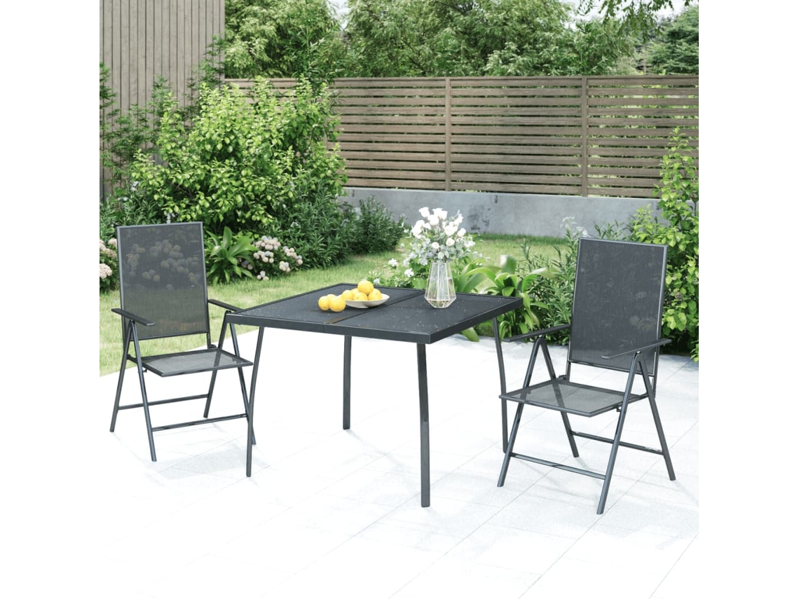 Conjunto de comedor de jardín de 3 piezas en acero antracita Dkd Home Decor