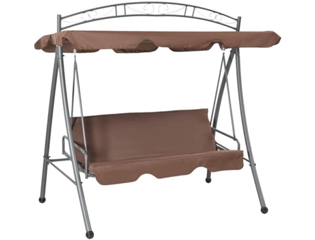 vidaXL Banco columpio convertible de exterior con dosel color café