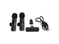 Microfone Lavalier Sem Fio K9 Clip On Redução De Ruído Type C Ios Bateria Integrada
