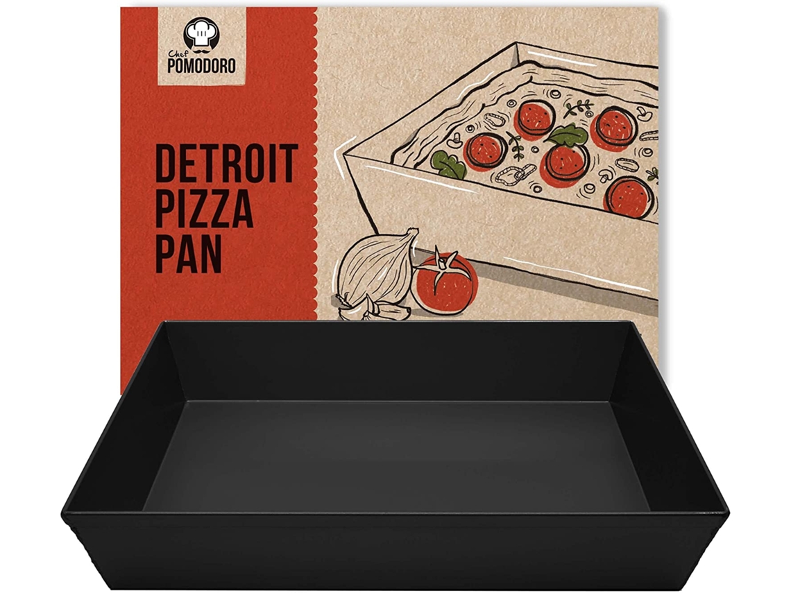 Chef Pomodoro Detroit Style Pizza Pan 14 X 10 Polegadas Alumínio Anodizado Dura Utensílios de Cozinha Pré-Temperados e Pré-Temperados