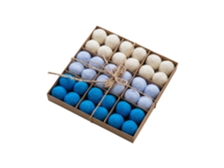 Caja de embalaje con bolas de lana para decoración del árbol de Navidad