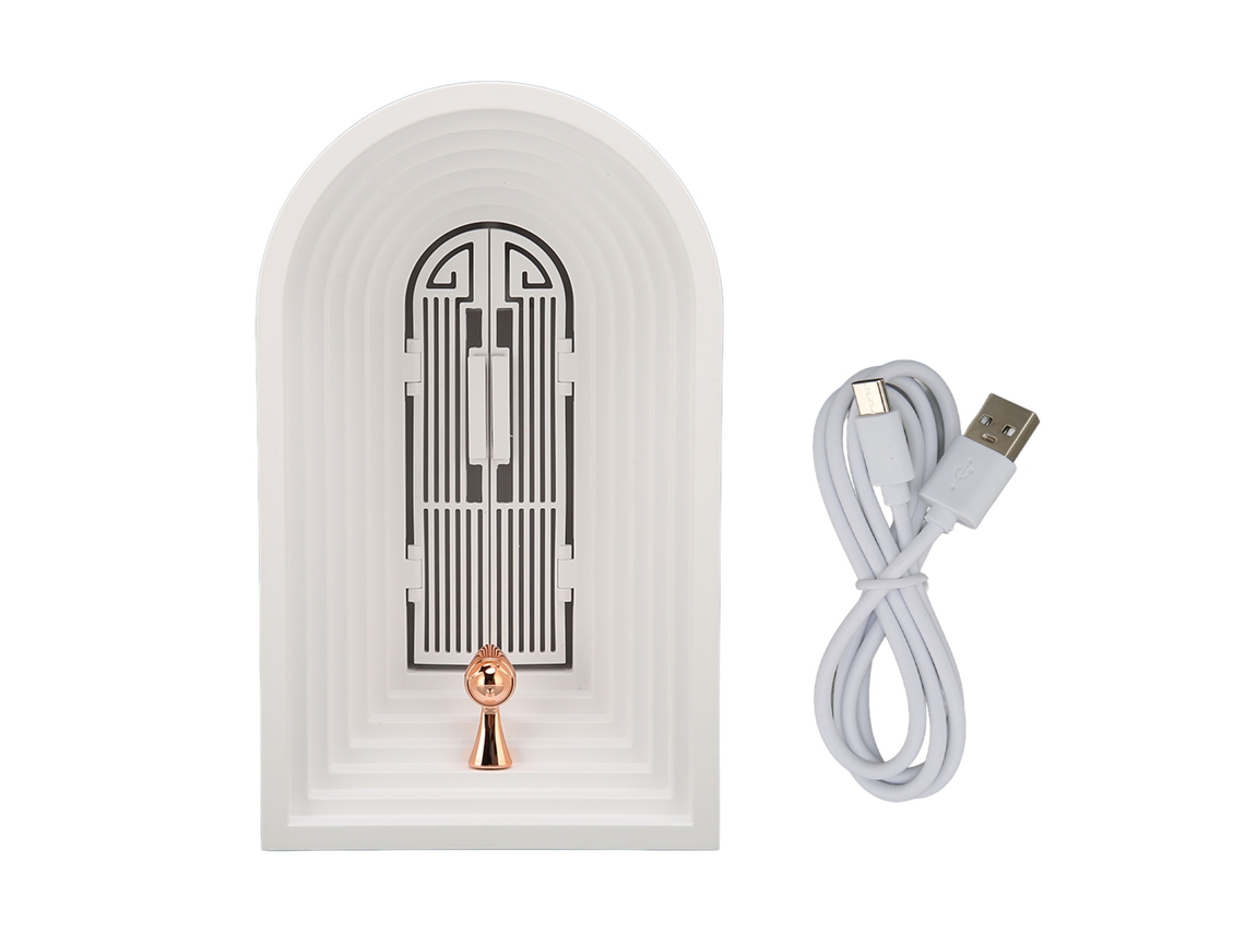 Altavoz De Escritorio Con Luz Ambiental Regulable Sin Pasos Función De Memoria Batería Integrada Usb 5v 1a Blanco
