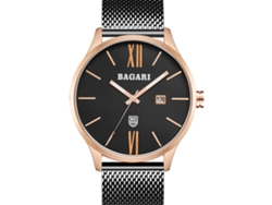 Reloj Deportivo Hombre Bagari De Metal Con Movimiento De Cuarzo Impermeable Oro Rosa Y Negro
