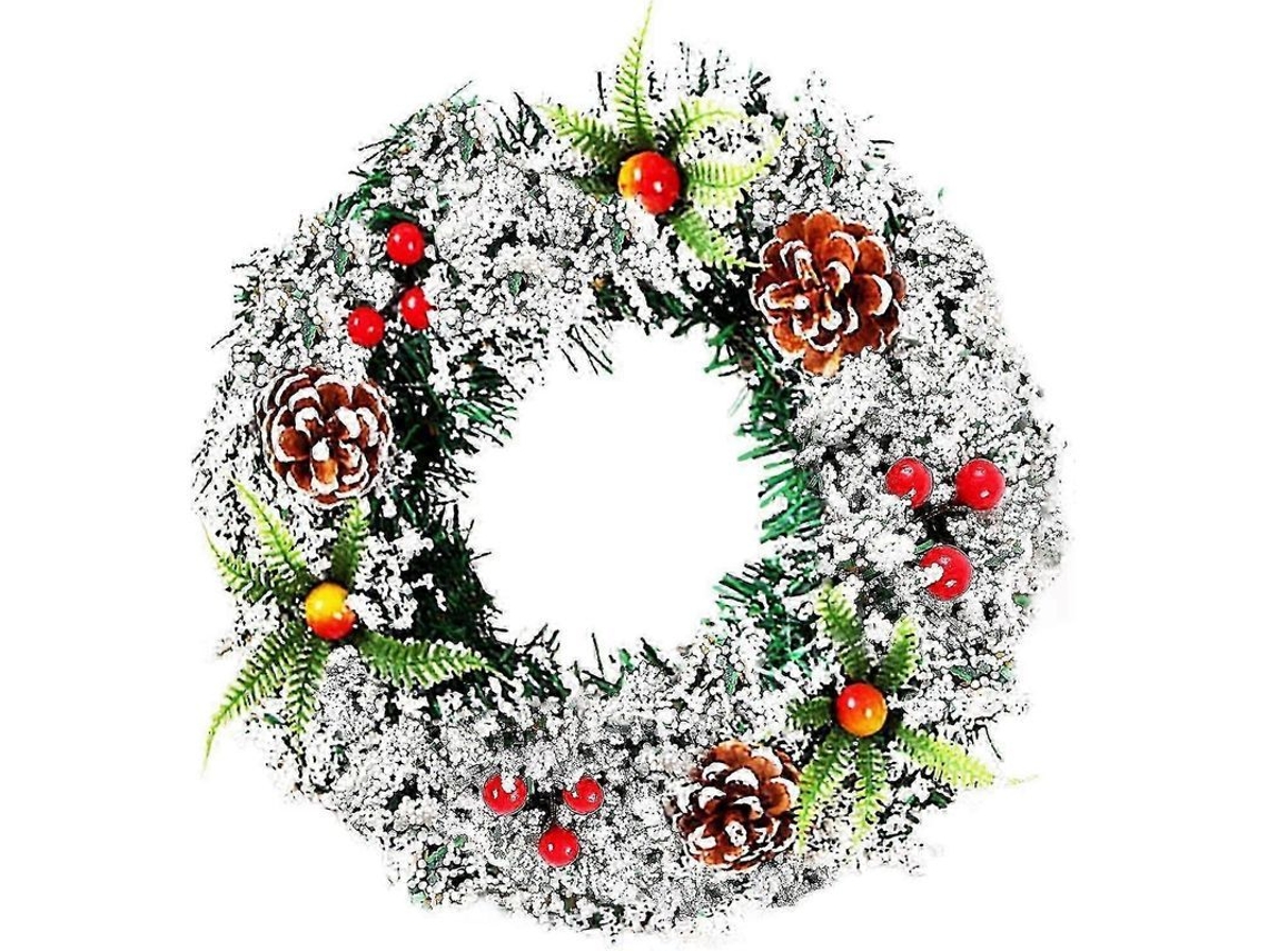 Corona Navideña De 30 Cm Para Árbol Y Puerta Con Exquisitos Accesorios.