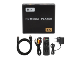 Mini Reproductor Multimedia 4k Hd Con Hdmi, Av, Usb, Tarjeta De Memoria, Mando A Distancia Y Enchufe Europeo.