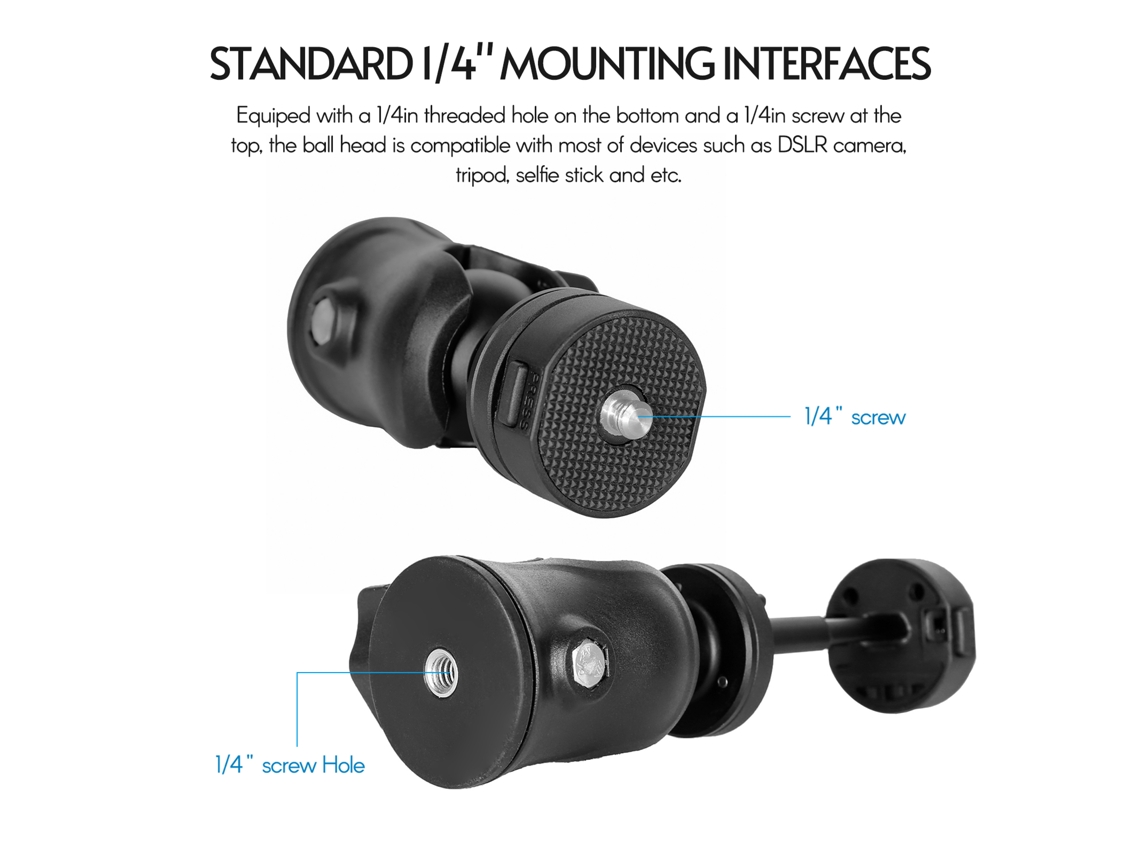 Cabeza De Bola Panorámica Para Trípode Con Clip Para Teléfono, 360° Rotatoria, Carga 10kg, Compatible Con Cámara Dslr, Trípode, Luz Led, Palo Selfie