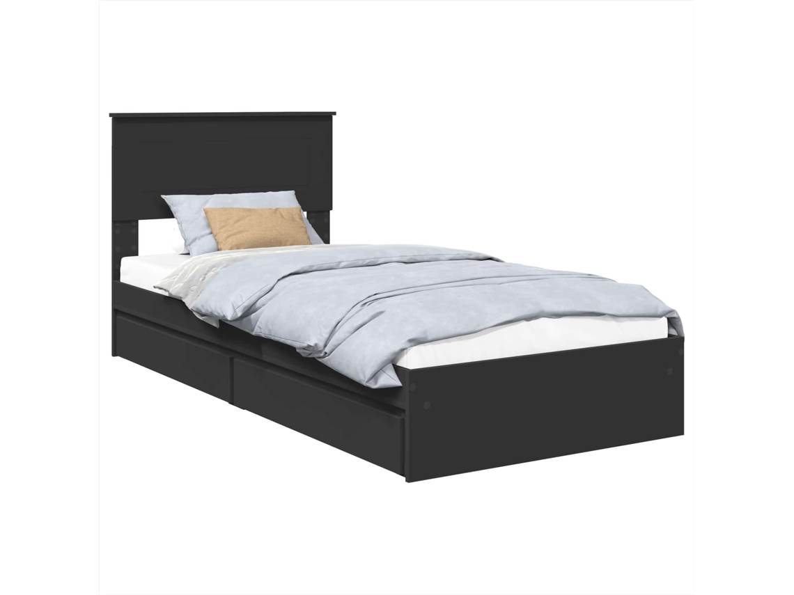 Maison Exclusive - Cama Con Almacenamiento Negro 90 X 190 Cm Madera De Ingeniería