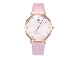 Reloj De Pulsera Analógico De Cuarzo Para Parejas Con Una Esfera Redonda Moderna Y Elegante En Color Rosa.