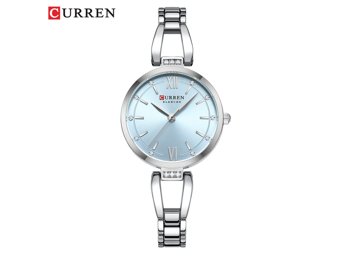Relógio Feminino Com Pulseira E Numerais Romanos (branco E Azul), À Prova D'água, Mostrador Pequeno, Relógio Da Moda.