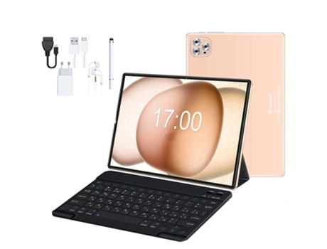 Tablet WUXIAN V62 Teclado Bluetooth Funda de Piel Auriculares Lápiz Óptico (10.1'' - 64 GB - 4 GB RAM - Wi-Fi4G - Dorado)