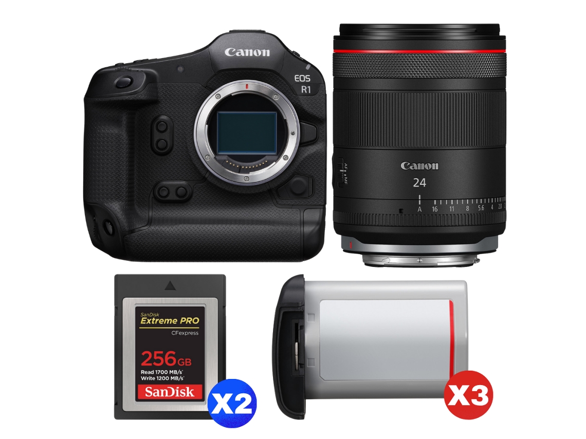 Canon Eos R1 + Rf 24mm F/1.4 L Vcm + 2 Sandisk 256gb Extreme Pro Cfexpress Type B + 3 Canon Lp-e19 + Ebook “20 Consejos Para Fotos Que Impactan”