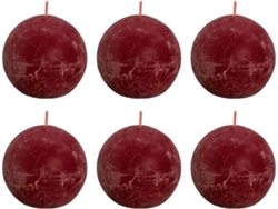 Bolsius Velas de bola rústicas Shine 6 unidades rojo velvet 76x71 mm