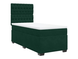 Maison Exclusive - Cama Box Spring Con Colchón Terciopelo Verde Oscuro 80x200 Cm