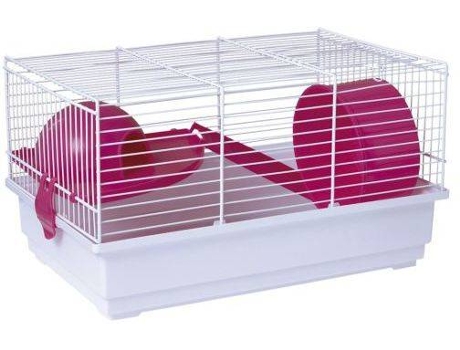 Jaula para Hamsters VOLTREGA 914 (Blanco y Rosa - 90x52x46 cm - Plástico y Metal)
