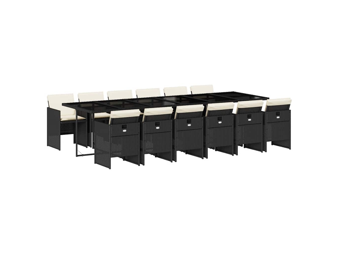 Maison Exclusive - Set Comedor De Jardín Con Cojines 13 Pzas Ratán Sintético Negro