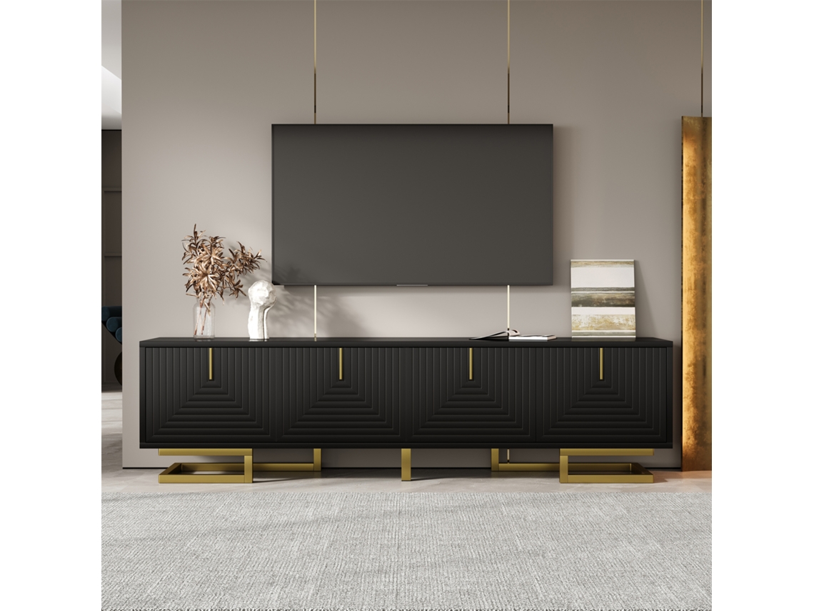 Mueble para TV y aparador en madera natural de 180x40x55 cm, con espacio de almacenamiento, para televisores de 70 pulgadas. KOMHTOM