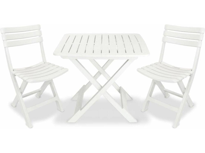 Conjunto 3 Muebles De Jardin VIDAXL Blanco Plástico