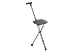 Bastón de tres patas con taburete plegable de aleación de aluminio, ideal para senderismo y rutas.