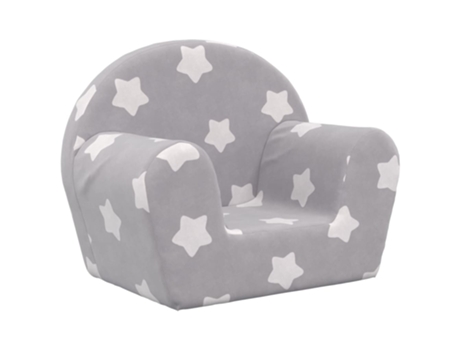 Sofá para niños felpa suave VIDAXL gris claro con estrellas