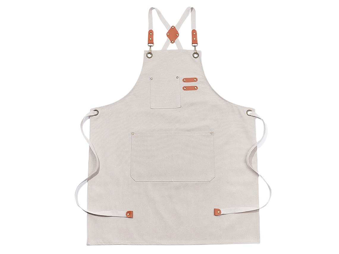 Delantal De Algodón Con Espalda Cruzada Para Hombre Y Mujer, Con Bolsillo Grande, Ajustable, Aproximadamente 75x68 Cm