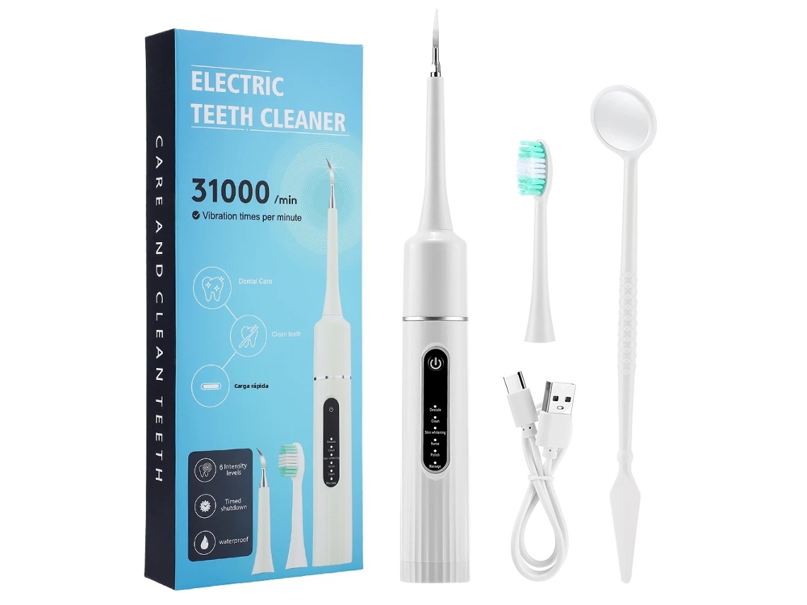 (blanco) Escalador Dental Ultrasónico, 6 Modos, Escáner Dental Eléctrico, Resistente Al Agua.