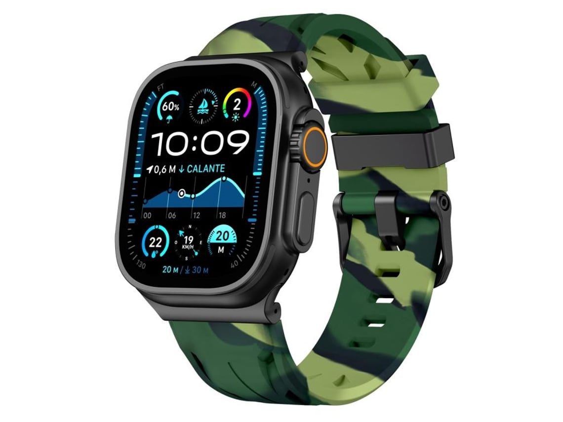 Correa para Apple Watch de 46/49/45/44 mm - Silicona negra con hebilla