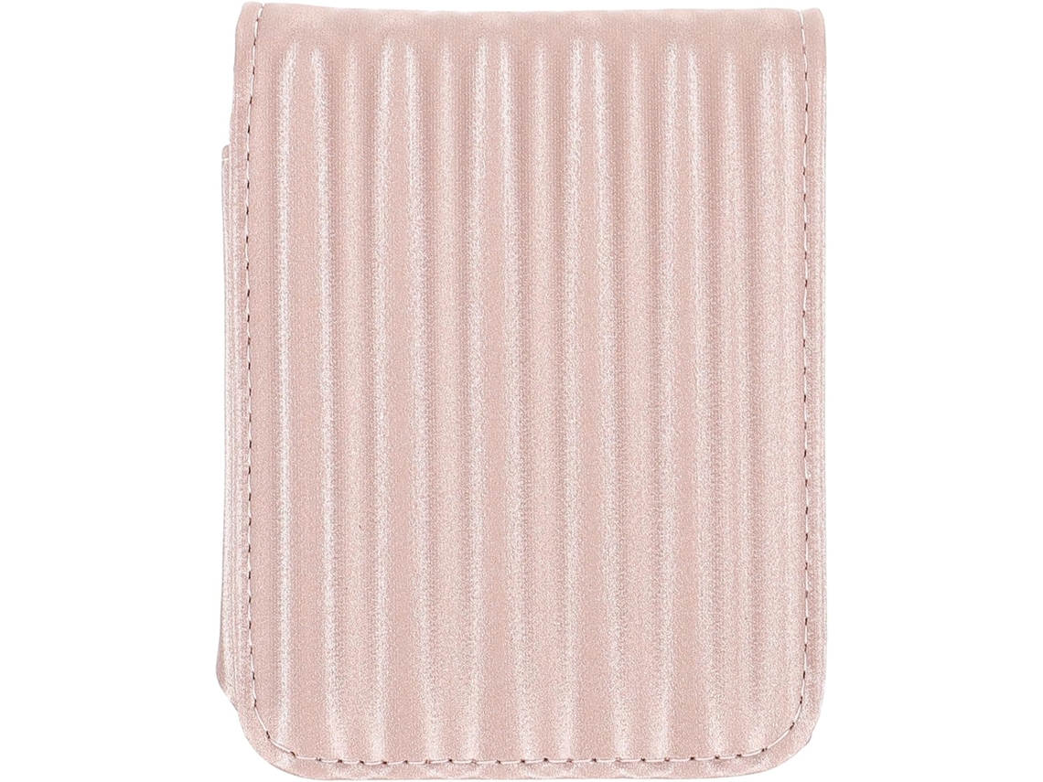 Mini Neceser De Maquillaje Con Espejo En Piel Sintética Rosa - Estuche Para Labios A Prueba De Golpes Y Caídas