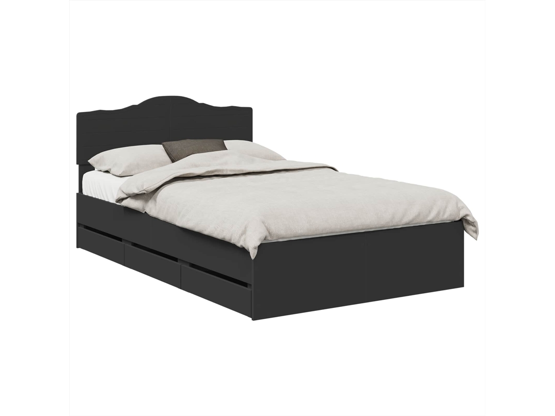 Maison Exclusive - Estructura De Cama Negro 120 X 200 Cm Madera Ingenieril