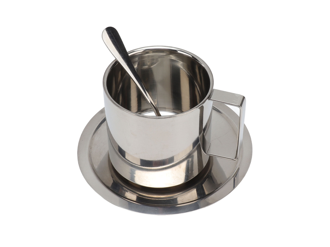 Juego de tazas de café de acero inoxidable de doble pared para el hogar, la oficina, la cafetería y el camping, 260 ml