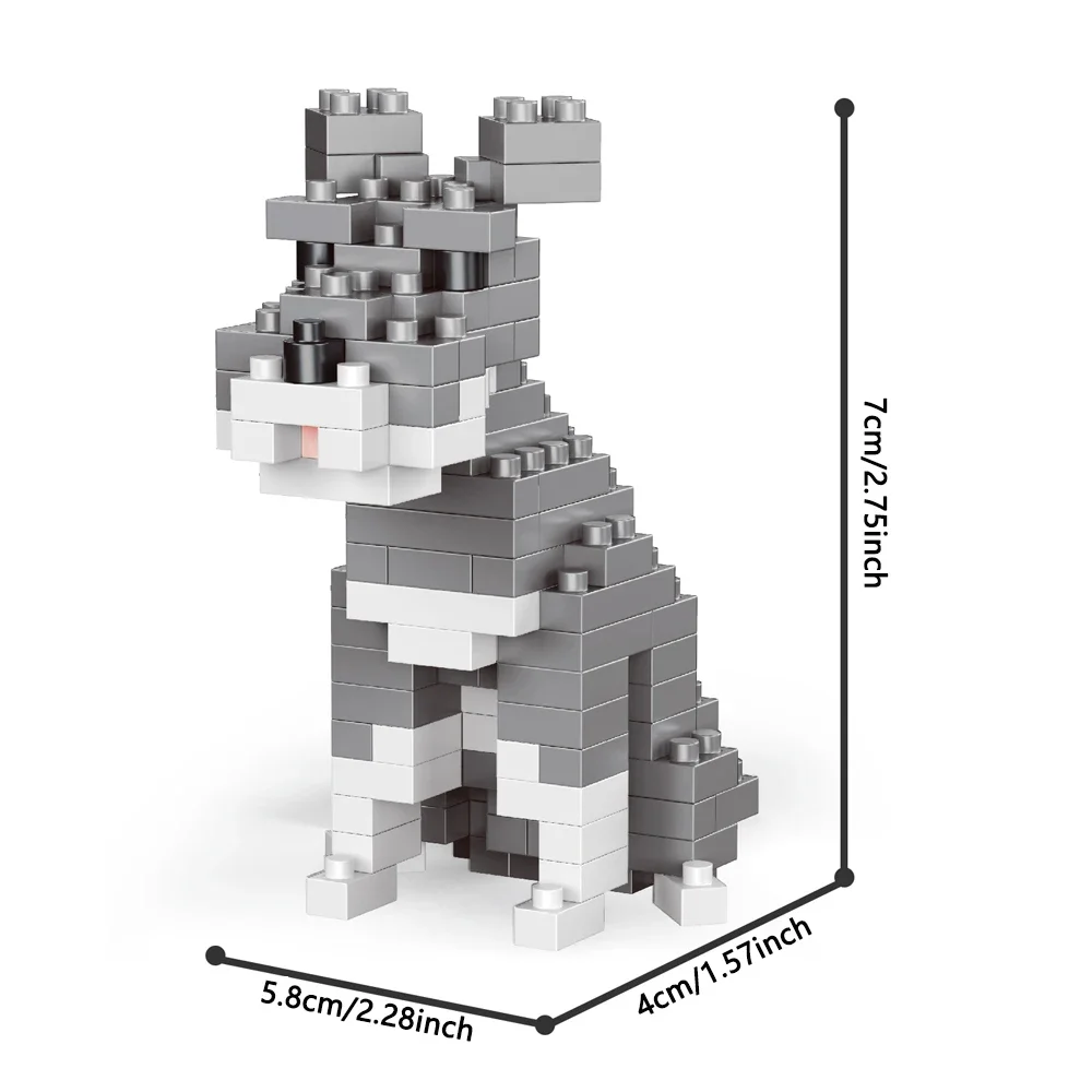 Juego de bloques de construcción con forma de perro en miniatura, juguete educativo para principiantes, ideal para momentos de juego interactivo.