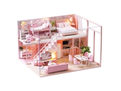 Apartamento Dúplex Rosa. Modelo 3d Con Cubierta Antipolvo Y Luces Led. Dimensiones: 16 X 25 X 21 Cm.