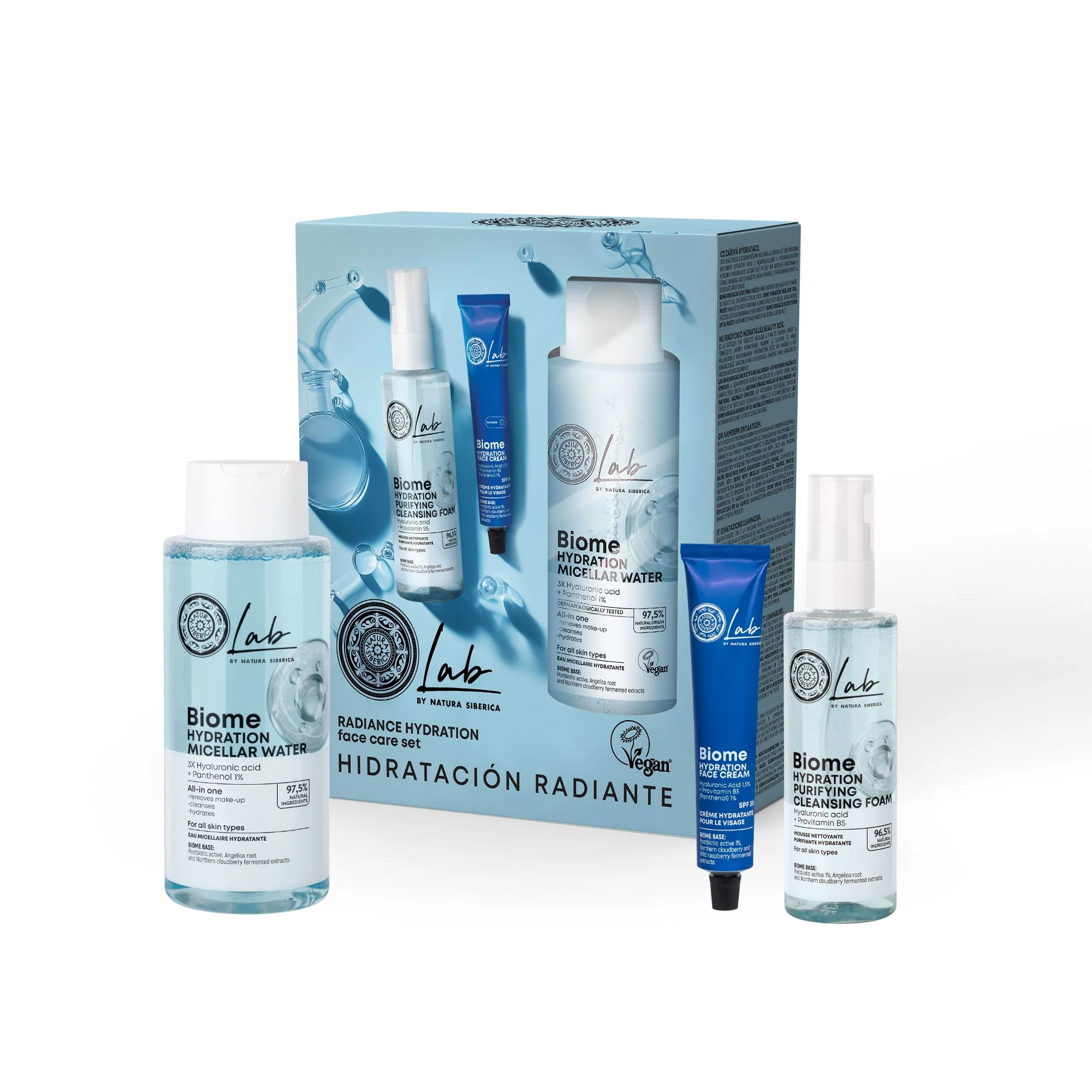 Kit de Hidratación Biome - Espuma Limpiadora + Agua Micelar + Crema Hidratante FPS 30 (400 ml/200 ml/50 ml)