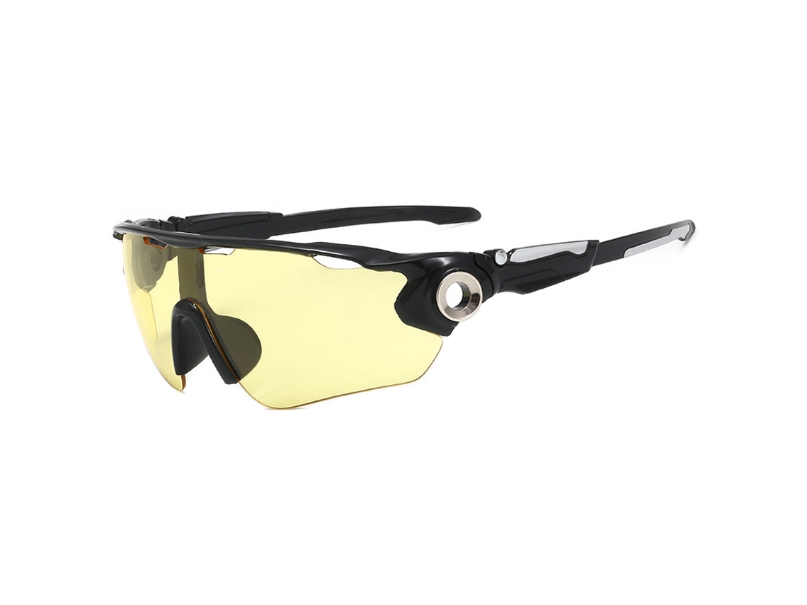 Gafas de sol deportivas informales Csyy, aptas para ciclismo y pesca, cómodas de llevar, negras y amarillas.