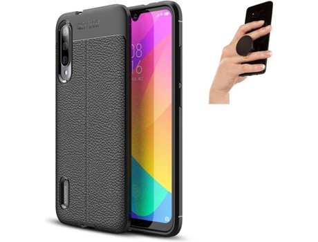 Carcasa y Popsocket Xiaomi MI A3 Rugged Leather Negro