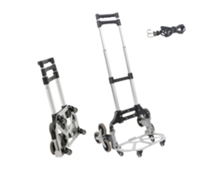 Todeco Carretilla Plegable De Aluminio, Carro Rransporte Con 10 Ruedas, Cuerdas Extensoras, Mango Telescópico, Antideslizante Superficie De La Carga