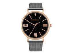 Reloj De Pulsera Para Hombre Con Correa De Aleación Dial Redondo Números Romanos Cuarzo Negro+oro Rosa